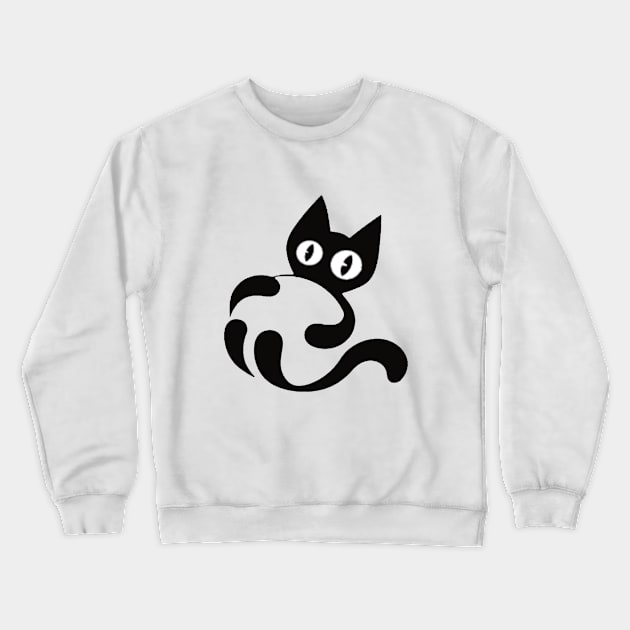 Black Cat Crewneck Sweatshirt by ctrlzie